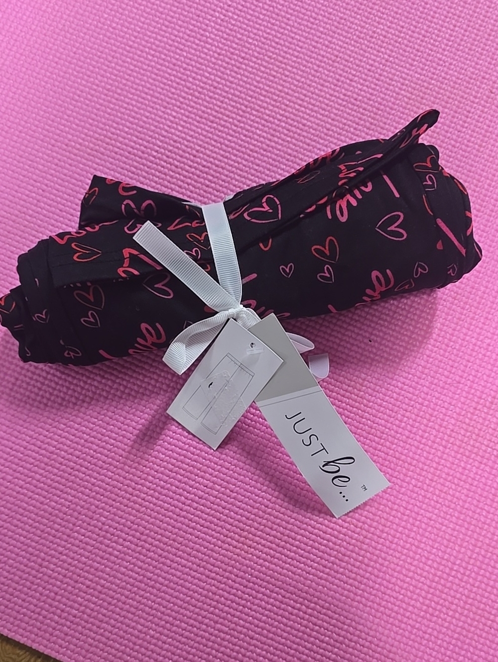 just be Black Black with Pink and Red Hearts And Love Pj Pant